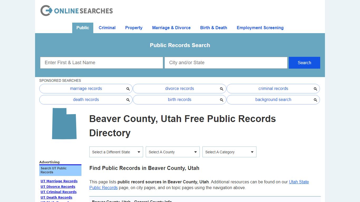 Beaver County, Utah Public Records Directory