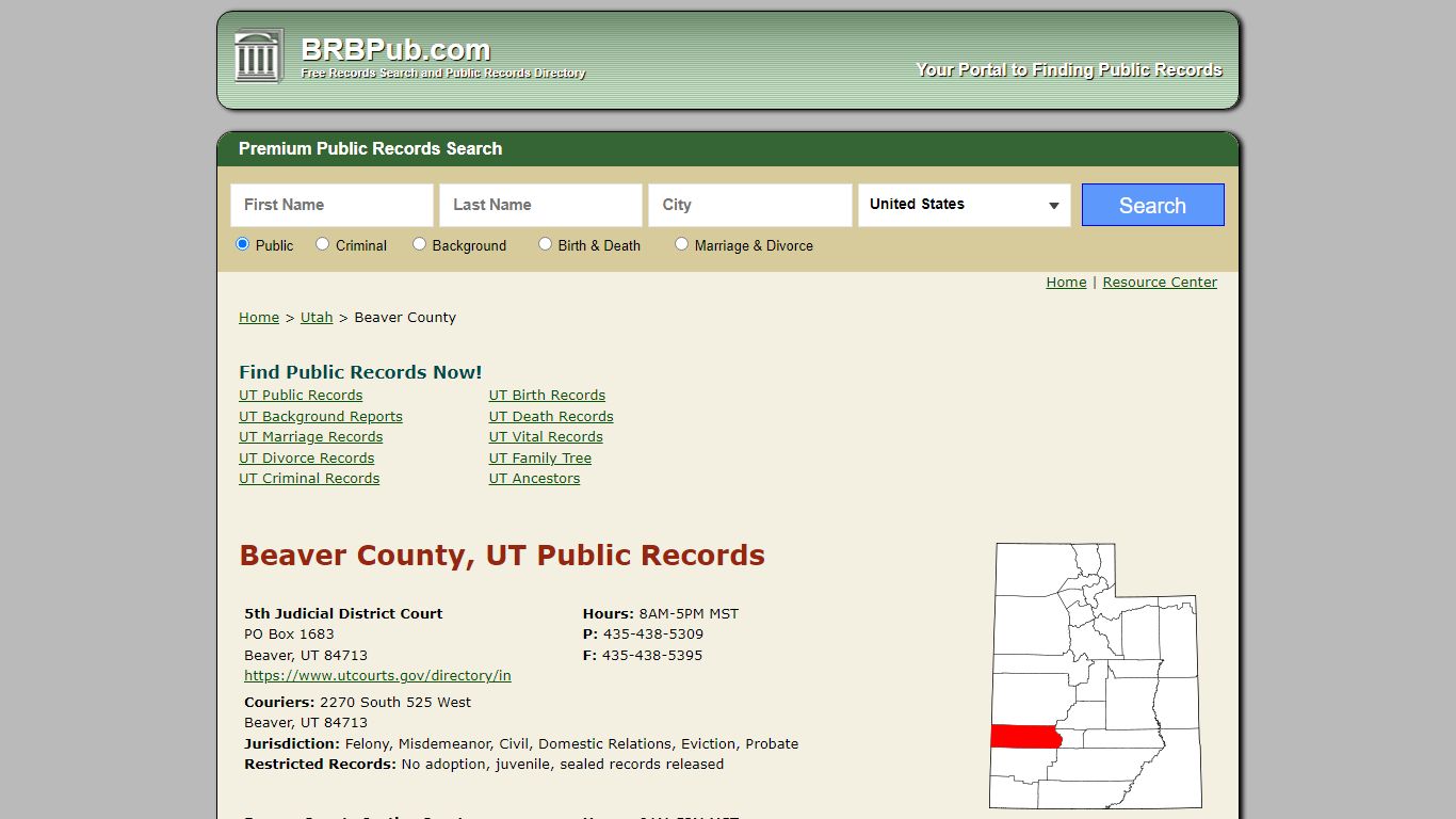 Beaver County Public Records | Search Utah Government ...