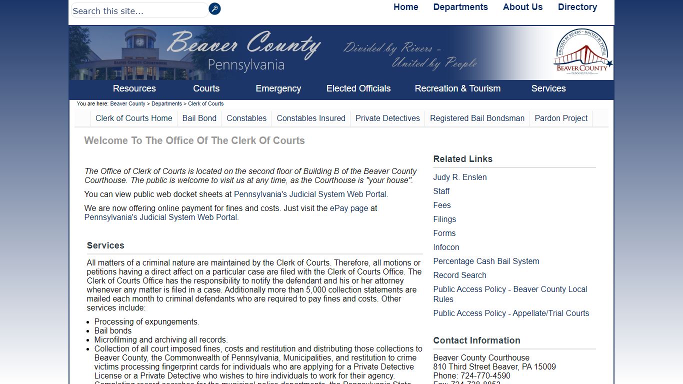 Welcome to the Office of the Clerk of Courts